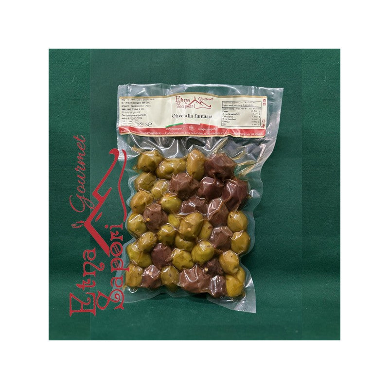 Green and Black Olives in Fantasy Style