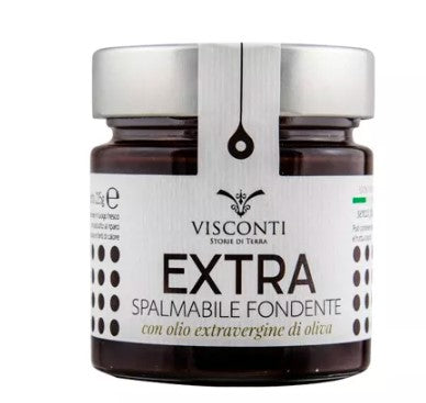 Jar of EXTRA dark chocolate spread with olive oil – gluten-free Italian artisan product